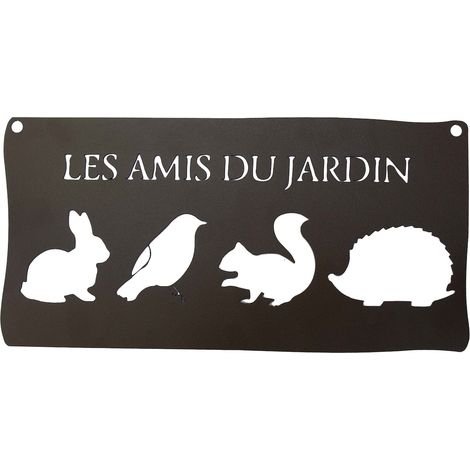 LOUIS MOULIN Pancarte décorative en métal "Les amis du jardin" - 25,5x12,5cm - fer vieilli