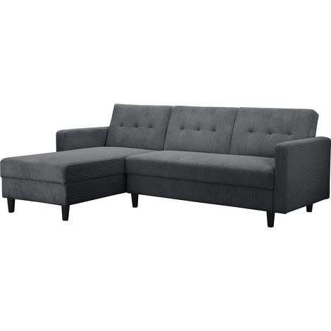 Hartford IICanapé-lit 3 places avec rangement en tissu anthracite (1/5)