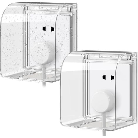 2 couvercles de protection pour prises type 86, étanches, pour interrupteurs, salle de bain, cuisine, maison, jardin, extérieur (transparents) (1/5)