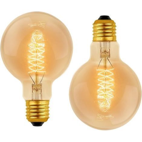 Ampoule Vintage Globe G80 E27 Dimmable 60W Blanc Chaud 2700K, 600lm, Ampoules de Décoration à Incandescence Rétro E27 Spirale Tungstène Filament Lampe, lot de 2 (1/5)