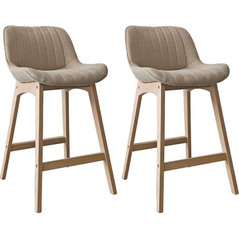 Set di sedie da bar e da isola in rovere con seduta in tessuto spugna MILK da 65 cm