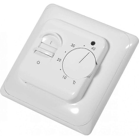 Thermostat manuel pour chauffage au sol 220 V 16 A, contrôleur de chauffage au sol électrique, thermostat d'ambiance mécanique avec sonde de sol (1 pièce) (1/5)