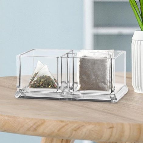 2 soportes transparentes para organizador de té,soporte acrílico para paquetes de azúcar,caja de almacenamiento de bolsitas de té transparente