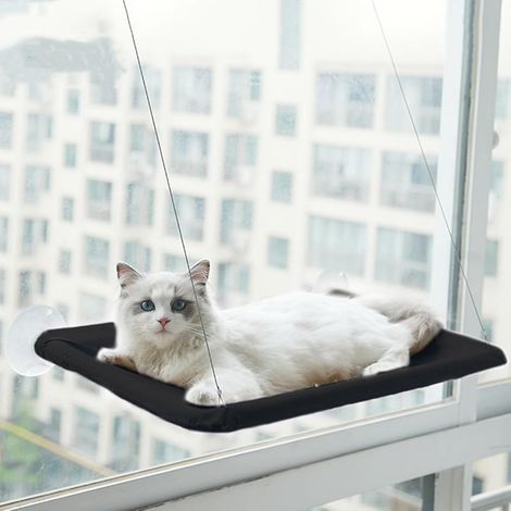 Katzenfenster-Hängematte, Aussichtsplatz, sicheres, sonniges Bett für Katzen mit robusten Saugnäpfen, platzsparende Ruhebank für Katzen im Innenbereich (1/5)