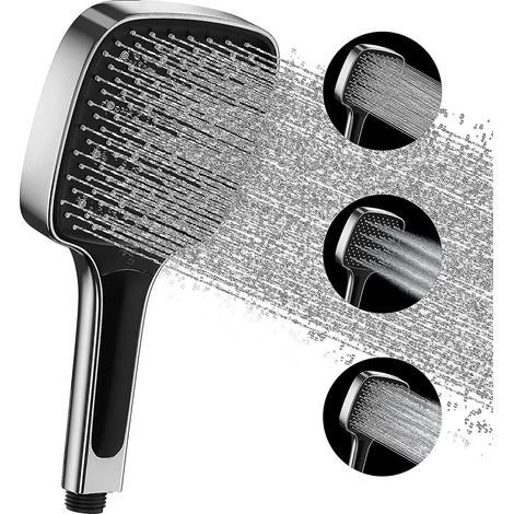 Pommeau de douche haute pression à 3 jets - Veskyao Pommeau de douche universel grand format à économie d'eau (1/5)