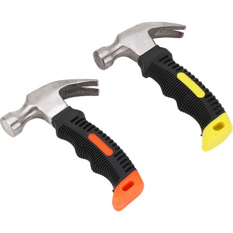 Marteau arrache-clou mini 2 pièces, face ronde haute résistance, manche TPR, outil portable pour travaux de bricolage (1/5)