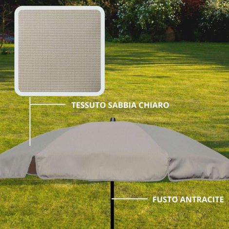 Ombrellone Olefin colore sabbia chiaro - fusto antracite (1/2)