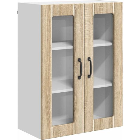 Maison Exclusive - Mobile in vetro da parete LUCCA Rovere Sonoma 60 x 31 x 80 cm