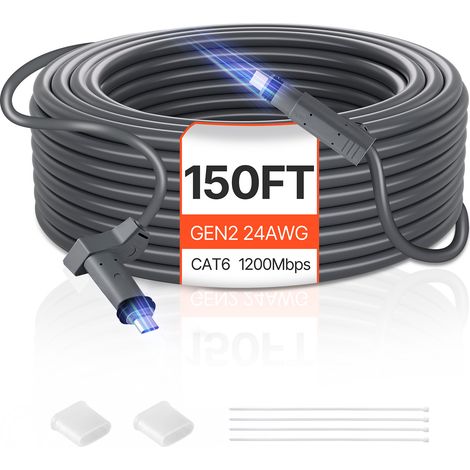 VEVOR Cavo Starlink Gen 2, Nucleo in Rame 24 AWG, Cavo di Prolunga Durevole per Generazione Standard 2, Compatibile con il Satellite Rettangolare Starlink V2, Cablaggio per Camper, 45,72 m