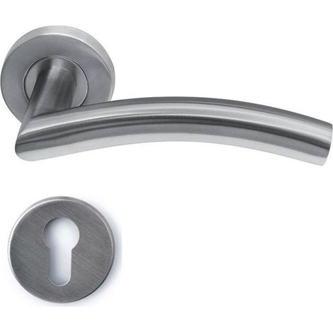 Garniture de Poignée pour Serrures à Garde, Panneau de Porte Qualité Poignée de Porte Ferrure de Porte Rosace pour Portes Intérieures, Portes de Chambre, Couleur Argent (1/5)