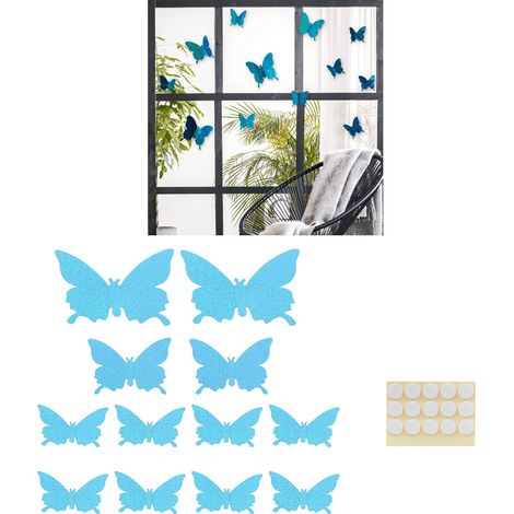 12 Autocollants 3D Brillants Bleus pour Mur - Décoration Maison Salon Mariage - 12 Pièces (1/5)
