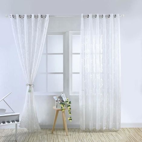 2er-Set transparente Gardinen – Heimtextilien – 100 x 250 cm – Weiß (1/4)