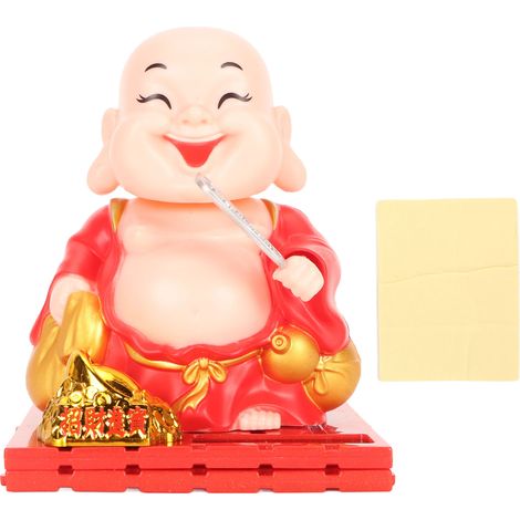 Bouddha solaire Maitreya rouge, statue ABS durable avec main qui bouge automatiquement, énergie solaire, pour maison, voiture, bureau. (1/5)