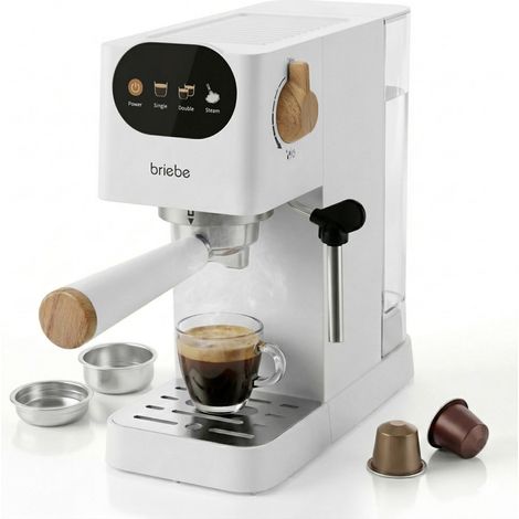 Briebe EC1180WHT Nordic Machine à Café Expresso 20 Bars Compatible avec Capsules Nespresso 1,2L 1350W Blanc