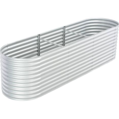 Fioriera rialzata per piante e fiori giardino 320 x 80 x 81 cm acciaio zincato argento 020001047