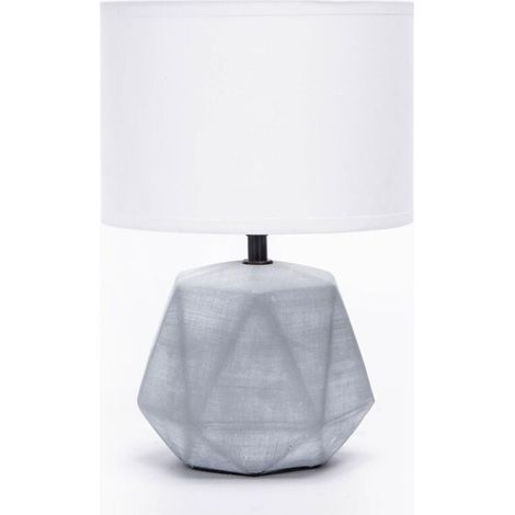 Lampe de Table en Céramique, Moderne Lampe de Chevet avec Abat-Jour en Tissu, Douille E14, max.40W, Lampe de Canapé, Veilleuse pour Chambre, Salon, Bureau, Hôtel, Café (sans Ampoule) -H29cm,Gris Clair (1/4)