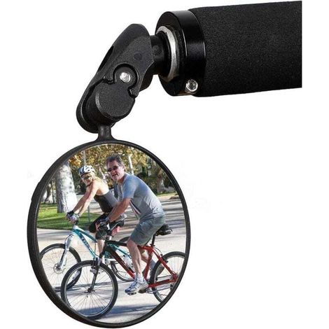 Rétroviseur de vélo HD convexe - Rotatif à 360° - Pliable - Résistant aux chocs - Pour guidon de vélo électrique, VTT, vélo de course - 17,4-22 mm