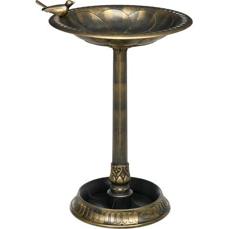Bird bath and waterer. Bird feeder and planter 2 in 1, dimensions: Ø 50 x 72H cm, polypropylene, antique bronze finish (1/5)