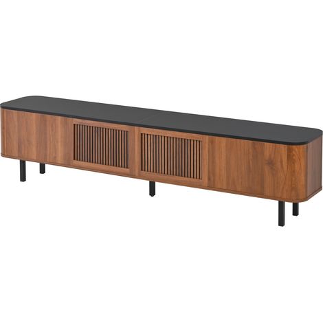 Mobile TV moderno in MDF e truciolare, nero e noce, 190 x 35 x 45 cm (1/5)