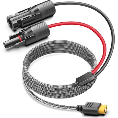 Fiche Solaire 3m vers XT60 Câble de Charge pour Connexion Panneau Solaire 60W 110W 160W 220W 400W Générateur Solaire Portable EF EcoFlow River Delta Compatible avec Bluetti EB55 Anker 757/767 (1/5)
