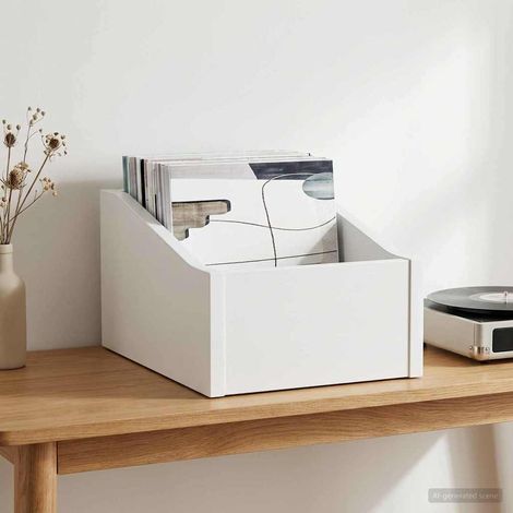 vidaXL LP Record Box White 23 x 33 x 16 cm Engineered Wood (1/5)
