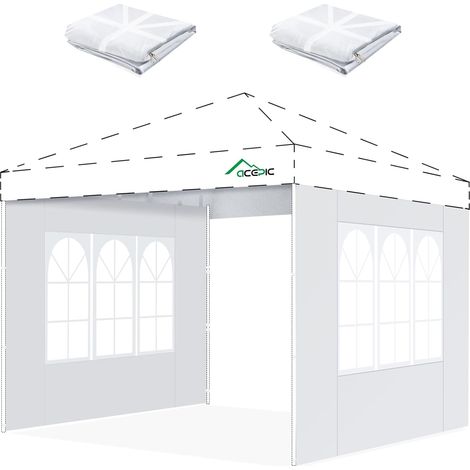 Lot de 2 parois latérales de tonnelle avec fenêtre et Fermeture 3 x 3 m, Protection Contre Le Vent et Brise-Vue pour Tente de fête, imperméables (1/5)