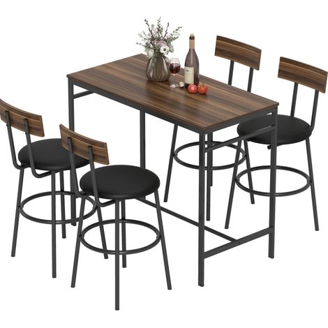 CHICFURN Conjunto de mesa de bar de 5 piezas 110 x 55 x 90 cm marrón industrial (1/5)