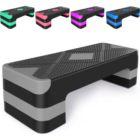 Verstellbarer Aerobic-Stepper aus Polyethylen, Grau, 68,5 x 27,94 cm, 10/15/20 cm (1/3)
