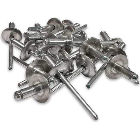 250 RIVETTI IN ACCIAIO EXTRA LARGHEZZA 16 mm TESTA 4,8 X 12
