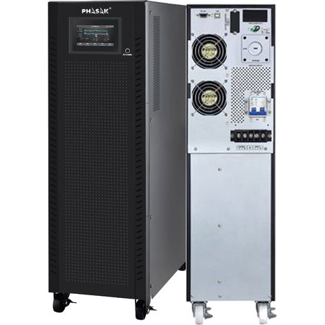 Die dreiphasige Online-USV von Phasak, Modell PH 9284 40000 VA, ideal für IT, Rechenzentren und Industrie, mit Doppelwandler, Touchscreen, EPO, ECO und SNMP-Management.