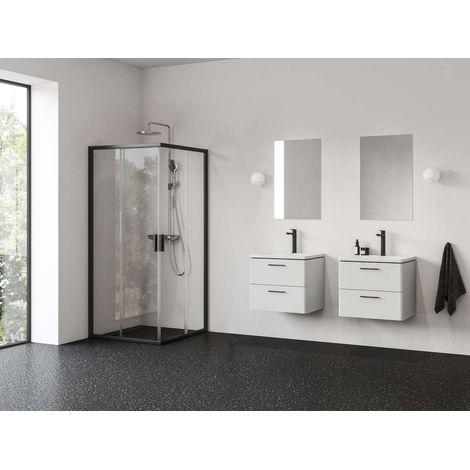 Ravak Blix II - Duschkabine NBLRV2, 90x90 cm, schwarz/klares Glas 1LM70300Z1 (1/3)