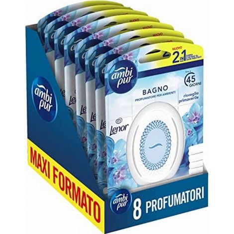 Ambi Pur Bagno, Profumatore Per Ambienti, 8 Profumatori, Fragranza Lenor Risveglio Primaverile, Diffusore Ambiente Con Tecnologia Elimina Odori, Durata Fino A 45 Giorni Per Profumatore (1/5)