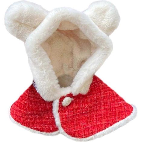 Weihnachts-Hundemantel mit Kapuze, Hunde-Hoodie, Weihnachts-Haustierumhang mit Ohren, Kapuzen-Lätzchen, Cape