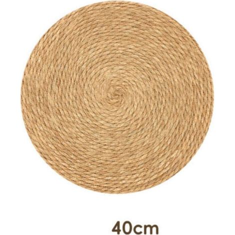Tapis extérieur rond 40 cm en jute – Résistant aux intempéries et aux UV – Aesthétique naturelle pour terrasse et jardin