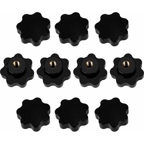 Pommeau Étoile - Filetage Femelle M8 - Diamètre Tête 40 mm - Hauteur 28 mm - Bakélite et Laiton - Pour Machines Outils et Équipements Industriels - Lot de 10 (1/5)