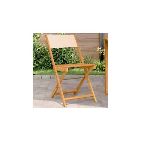 Chaises de bistrot lot de 2 beige bois d'acacia massif et tissu (1/5)