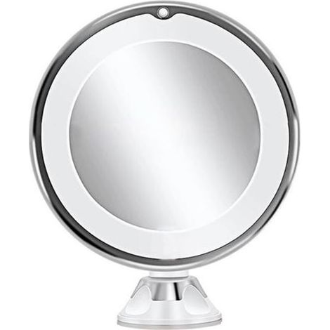 Miroir de maquillage grossissant x10 avec lumière LED à contrôle tactile, bras rotatif à 360 degrés et ventouse puissante pour la maison, salle de bain et voyage (1/5)