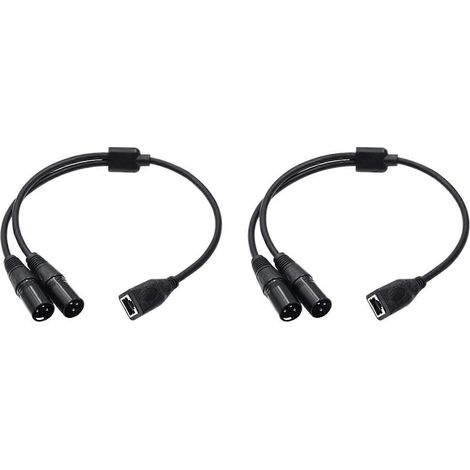 Deux adaptateurs XLR mâles doubles à 3 broches vers RJ45, câbles DMX RJ45 vers double XLR, adaptés à la série de contrôleurs DMX-CON et aux studios d'enregistrement. (1/4)