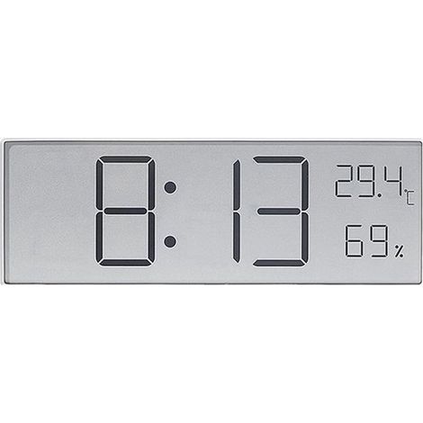 Reloj de pared digital blanco，de 20 cm，que muestra la temperatura，la humedad y la fecha，con pantalla grande (1/5)