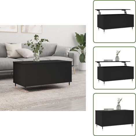 Couchtisch Schwarz 90x44,5x45 cm Holzwerkstoff - Eleganter Couchtisch - Wohnzimmerstil - Holzwerkstoff Möbel - TV Stand - Beistelltisch (1/5)