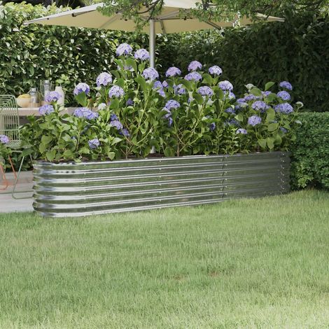 Jardinière Acier enduit de poudre 224x40x36 cm Argenté (1/5)