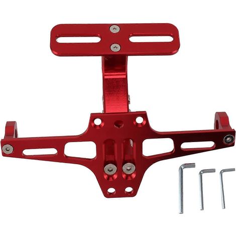 Support de plaque d'immatriculation moto en alliage d'aluminium CNC, universel et réglable, rouge (1/5)