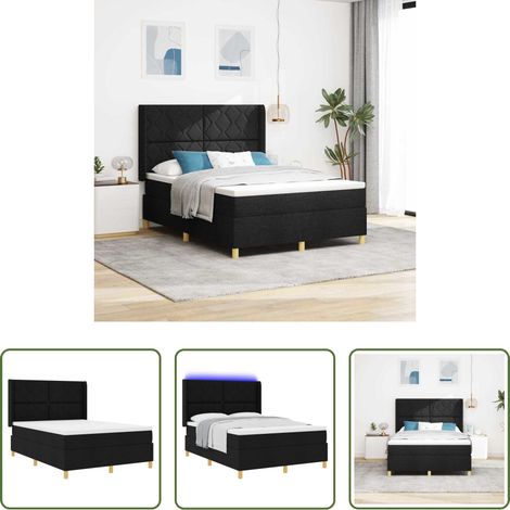 vidaXL Schlafzimmer - Boxspringbett mit Matratze Schwarz 160 x 200 cm Stoff (1/5)