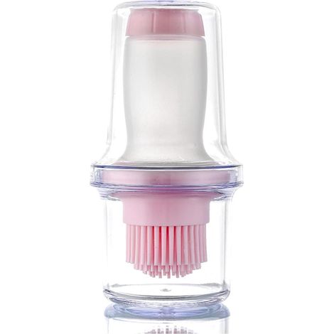 Brosse pour bouteille d'huile barbecue - Pinceau à pâtisserie en silicone pour sauces - Brosse de nettoyage pliable en silicone (rose) (1/3)
