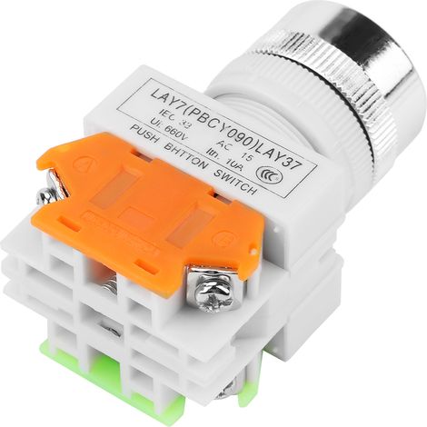 Interrupteur momentané à bouton-poussoir vert à tête plate et réarmement automatique, montage 22 mm LAY37-11BN (1/5)