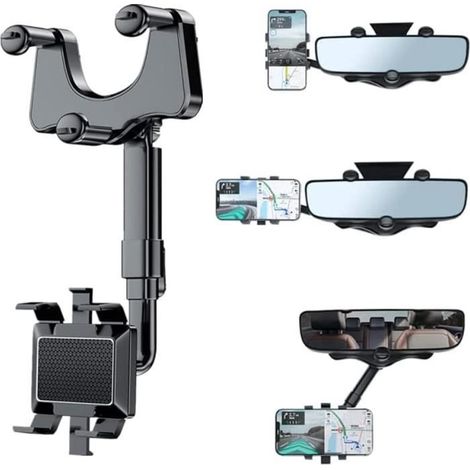 Support téléphone voiture rétroviseur, porte téléphone ajustable pour voiture (1/4)