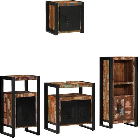Badezimmermöbel-Set mit Regal 4 pcs Massives upgecyceltes Holz