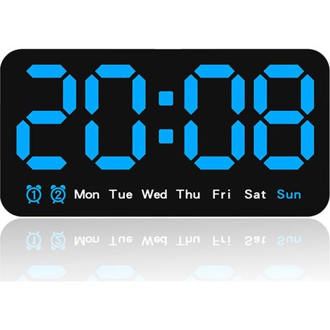 Horloge/Réveil Murale Numérique Grand Format - Chiffres Lumineux, Double Alarme, 3 Intensités Lumineuses (1/5)