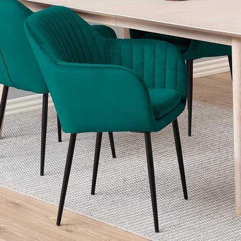 Chaise avec accoudoirs Hermeline - vert bouteille/noir (1/5)