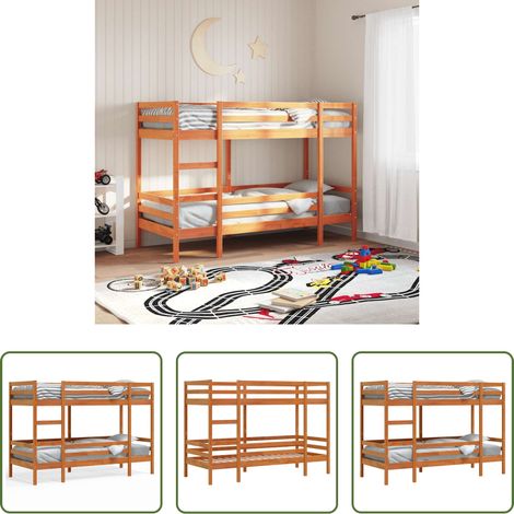 Hochbett Kiefer - Etagenbett Wachsbraun 80x200 cm Massivholz Kiefer (1/5)